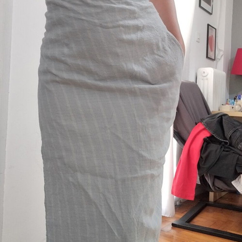 Summer skirt gray-turquoise like new with pockets and adjustable fit