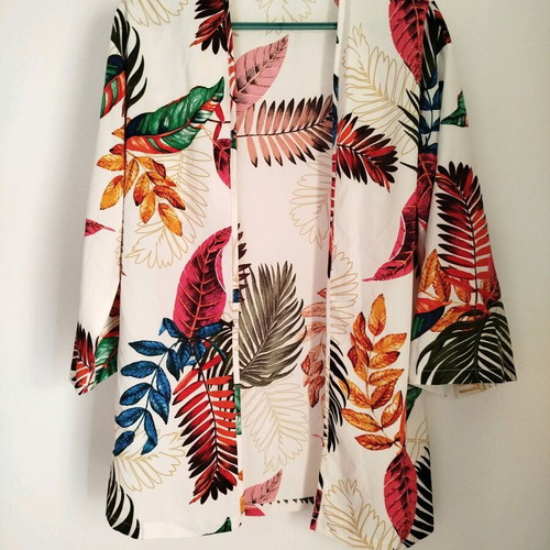 Shein kimono S size white-red like new