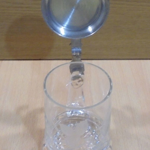 Fischer beer old rare promotional glass mug with metal lid used