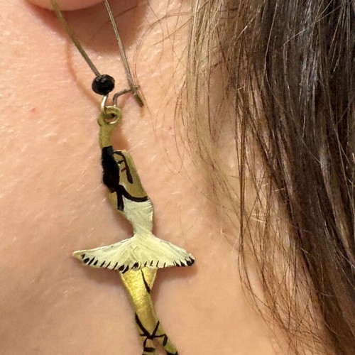 Ballerina earrings handmade like new, silver, hand painted