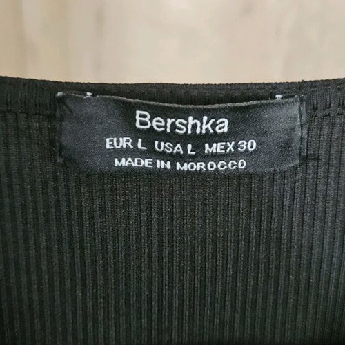 Bershka short black blouse large used with transparent sleeve