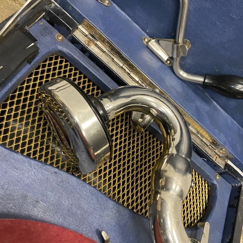 Old gramophone used with crank and over 20 spare needles