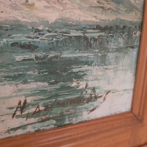 Large old painting with signature N. Deligiannidis