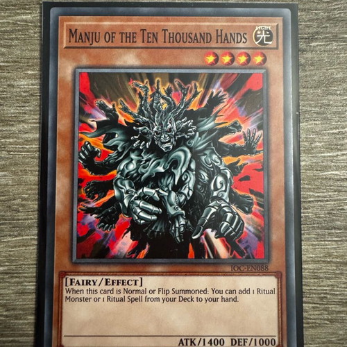Manju of the Ten Thousand Hands YuGiOh card in perfect condition