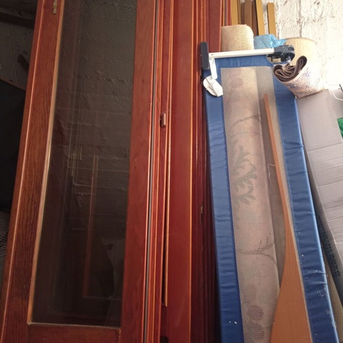 Balcony doors solid wood used, set of 8 pieces (4 pairs)