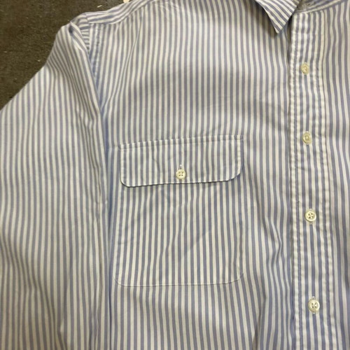 Ralph Lauren light blue and white pinstripe long sleeve shirt, XL, 2 pockets
