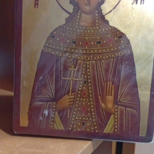 Handmade Byzantine icon Saint Irene new with gold leaf