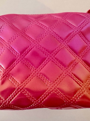 Small handmade toiletry bag new 16x18 cm pink synthetic leather