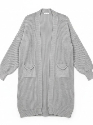 Made in Italy Grey Long Knit Cardigan with Pockets