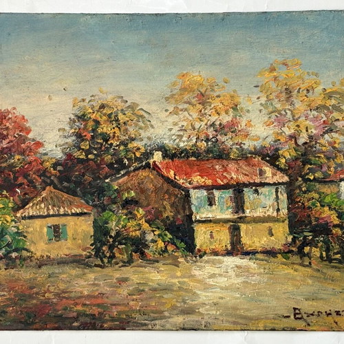 Village oil painting by Athanasios Christos used