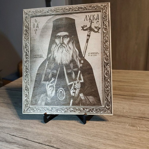 Wooden icon of Saint Luke the Physician new with embossed engraving