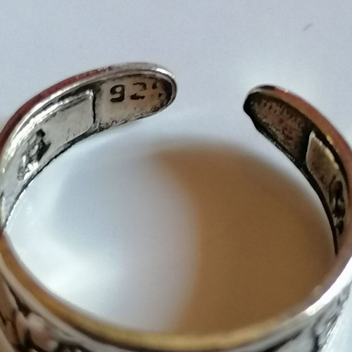 925 Silver Toe Ring with Embossed Butterflies and Flowers new