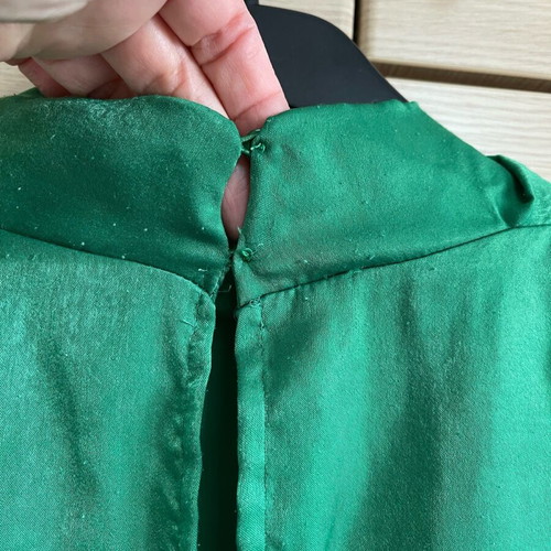 Green blouse size M like new with gathers and draped neckline