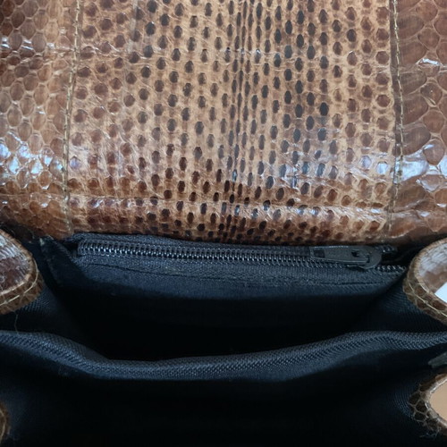 Leather snake skin crossbody bag new, rust color