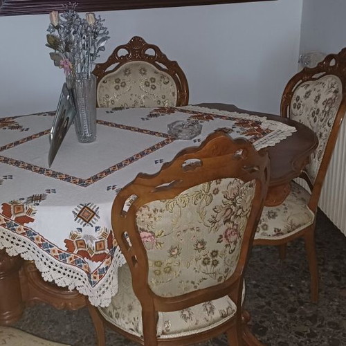 Classic Dining & Living Room Set (Solid Wood / Carved) – Excellent Condition