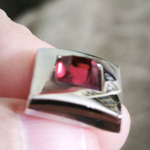 Men's steel vintage cufflinks like new, red and silver