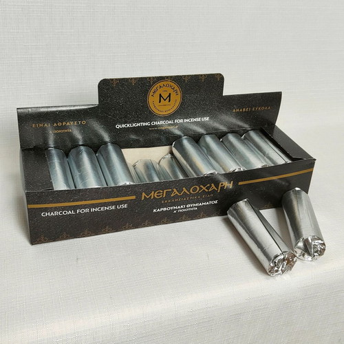 Medium Incense Charcoal Megalohari new, 1 box (19x6)