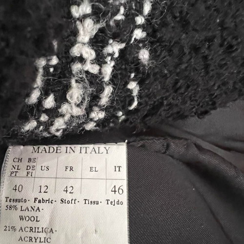 Laura Donini wool coat used, double-breasted with belt, black, size L