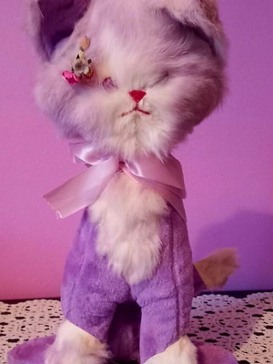 Vintage Sleepy Cat plush 35cm like new, pastel lilac