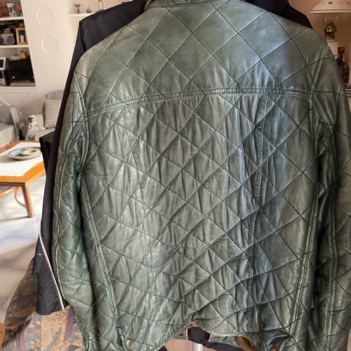Men's unisex leather jacket Scotch Soda used, cypress color, size M