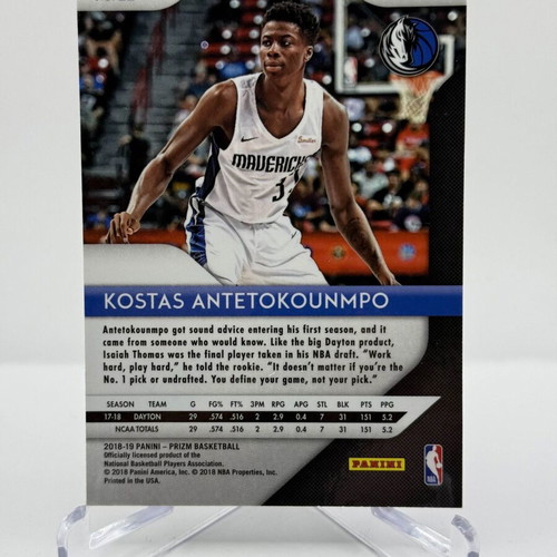 2018-19 Panini Prizm NBA Kostas Antetokounmpo RC Silver Prizm #22 card new