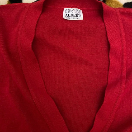 Pullover used red knitted for sizes L-XL
