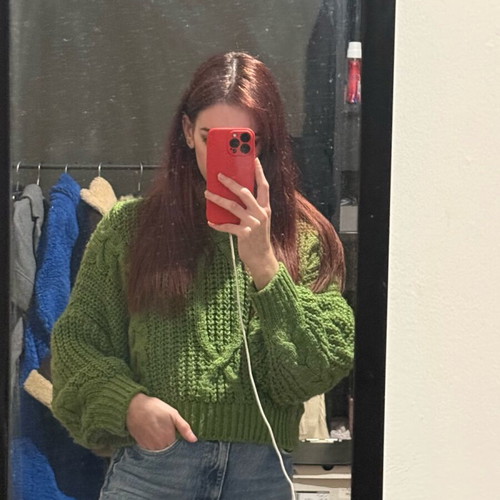 Turtleneck sweater like new, thick knit, green