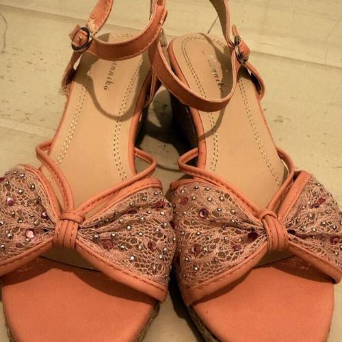 Platform sandals used, pink, size 38