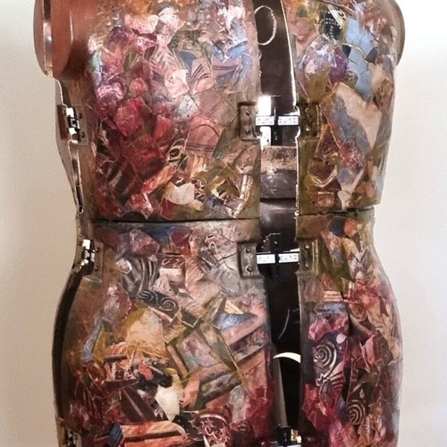 Adjustable Sewing Mannequin with Decorative Collage Coating and LED Light