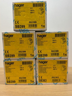 Hager fuses new, 4x 3P 100A 40V and 1x 3P 63A 400V