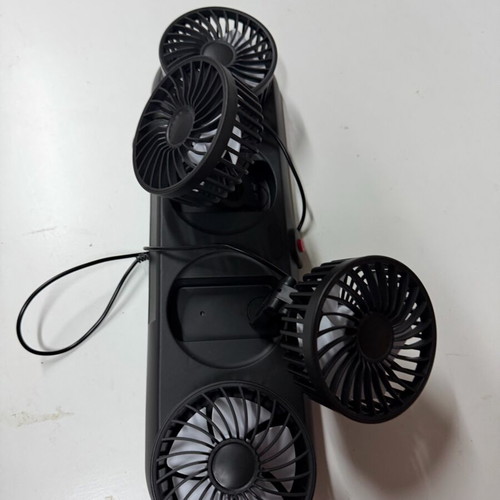 Portable fan with multiple heads used, USB powered