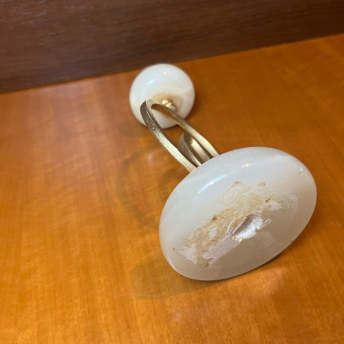 Vintage Alabaster Candlestick with Brass Ankh Symbol like new