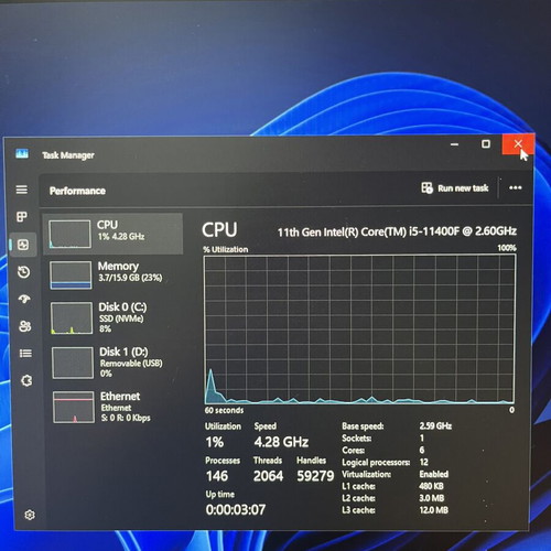 Gaming PC Setup i5-11400F RX 6500 XT 16GB 1TB with 27” Monitor