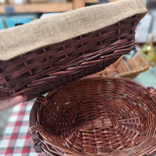 Wicker baskets new, set with various sizes and packaging materials