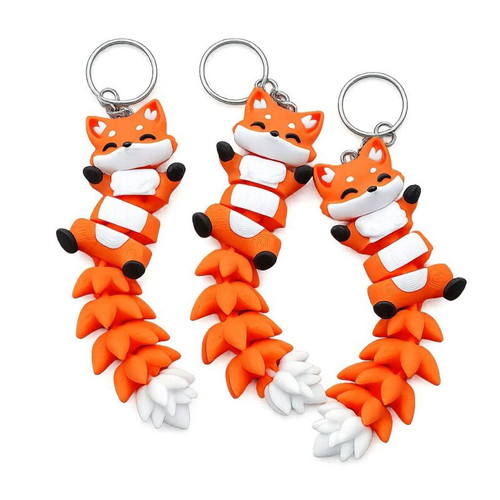Articulated Fox Keychain, 12cm, multicolor, made to order