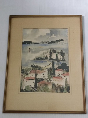 Ακουαρέλα και μελάνια με θέμα τη Σκιάθο του Γ. Υδραίου