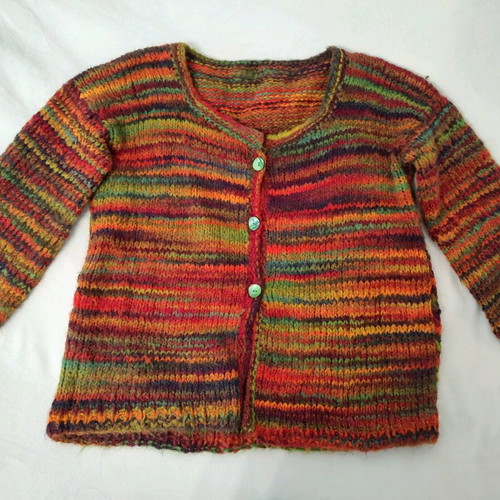 Handmade cardigan like new, colorful, orange