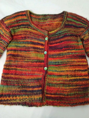 Handmade cardigan like new, colorful, orange