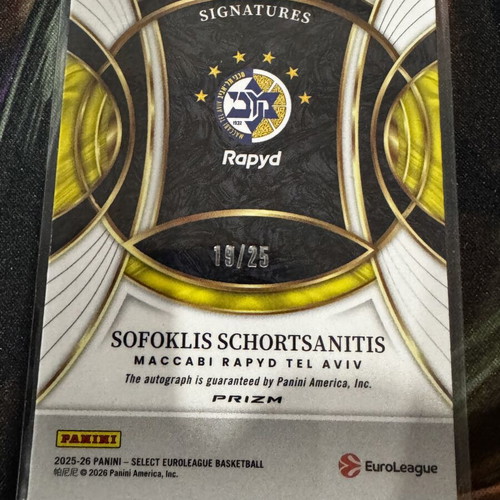 2025-26 Panini Select EuroLeague Sofoklis Schortsanitis Autograph Card /25
