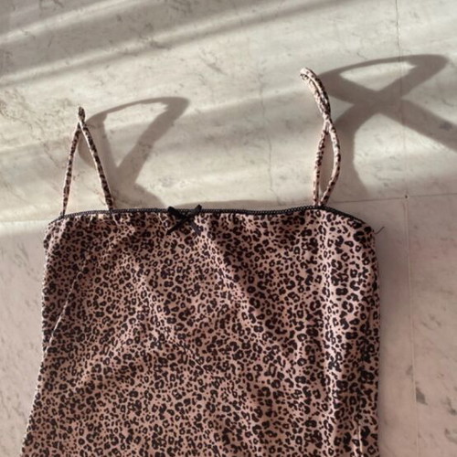 Bershka crop top, beige and brown, size S