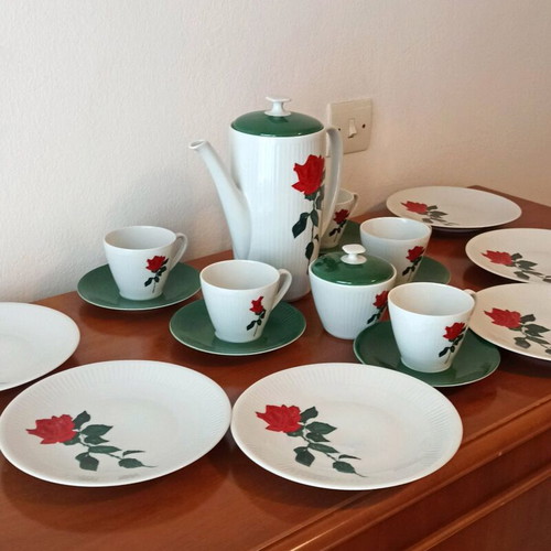 Vintage porcelain coffee and dessert set Seltmann Weiden Bavaria used