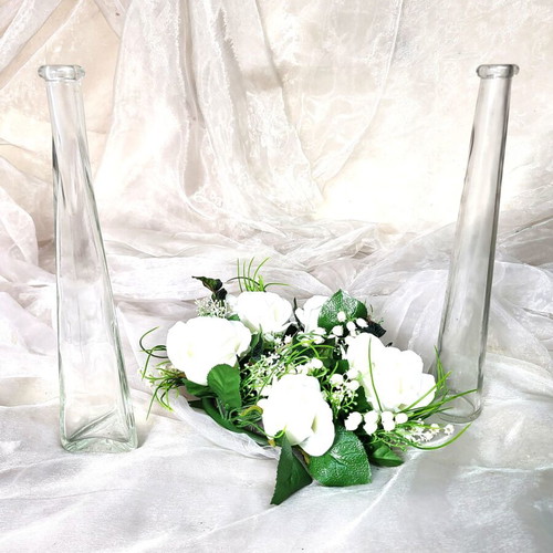 Tall glass vases wedding/baptism decoration set like new