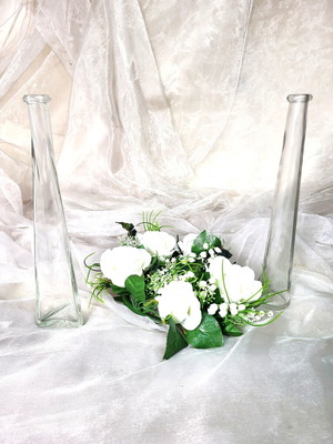 Tall glass vases wedding/baptism decoration set like new