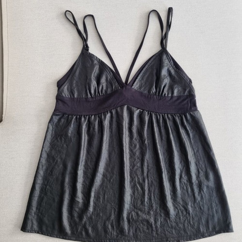 Attrattivo metallic black babydoll camisole top, M