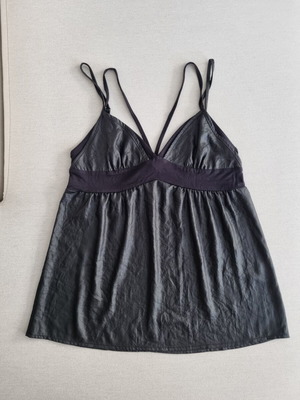 Attrattivo metallic black babydoll camisole top, M