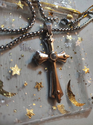 Necklace with cross new stainless steel with crystal
