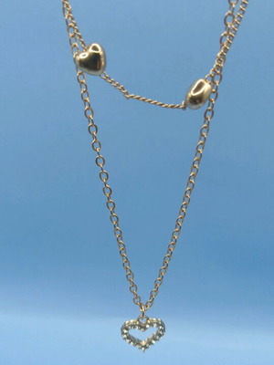Modern necklace new with hearts and rhinestones
