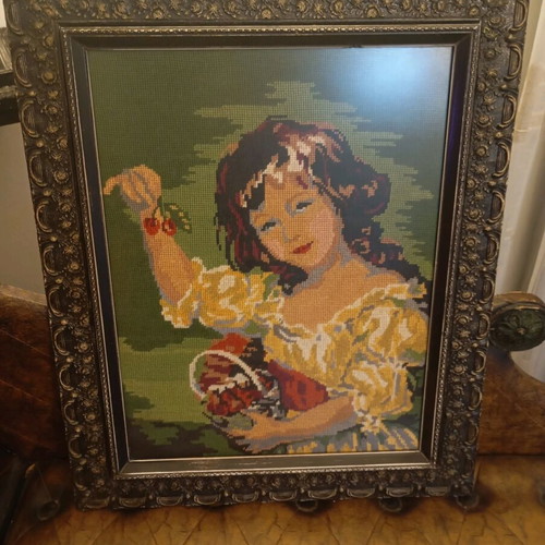 Gobelin embroidery vintage frame antique like new 61×49