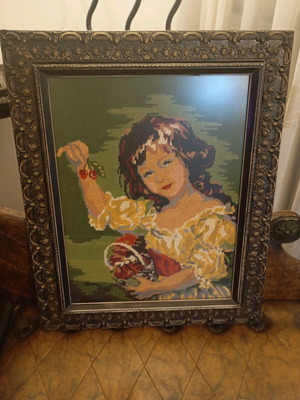 Gobelin embroidery vintage frame antique like new 61×49