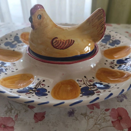 Easter porcelain egg holder plate like new, hand-painted